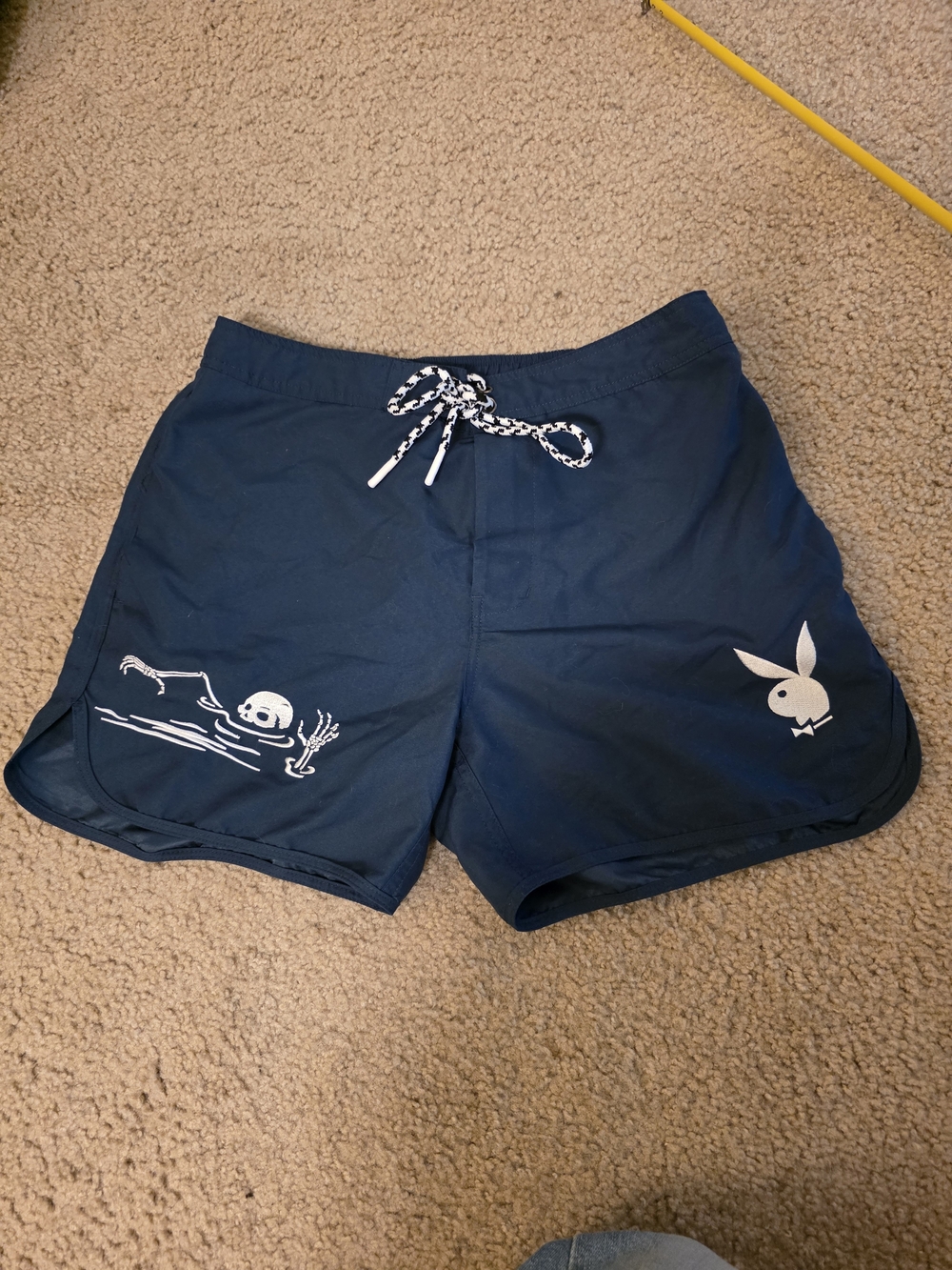 Playboy Pac Sun Navy Swim Shorts Skeleton and Bunny